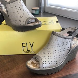 Cute!  Fly London peep toe wedges!  Size 7.5